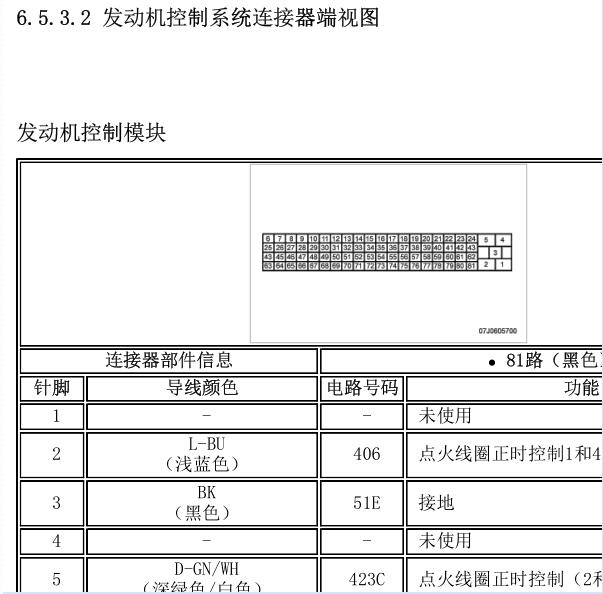 2010年别克凯越发动机针脚
