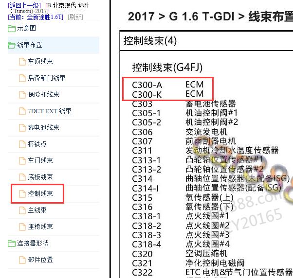 2017年现代途胜发动机束位置