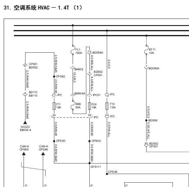 2016年荣威360原厂空调电路图.