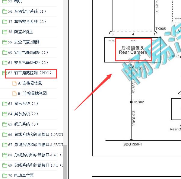 2015年荣威360倒车影像电路图