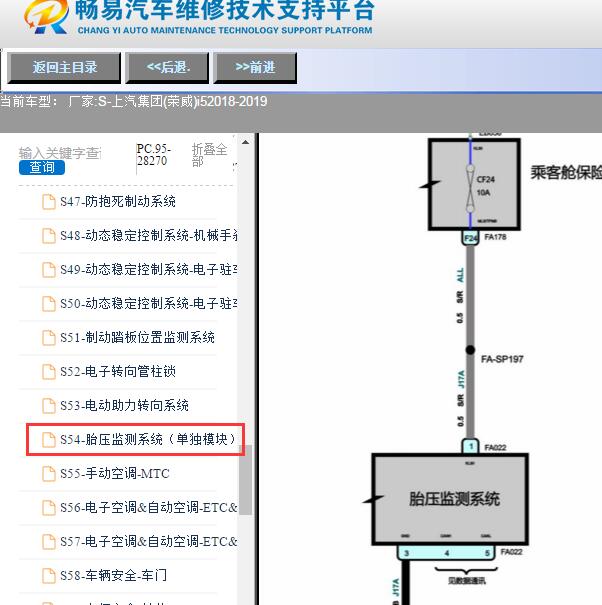 2018-2019年上汽集团(荣威)-i5胎压系统电路图