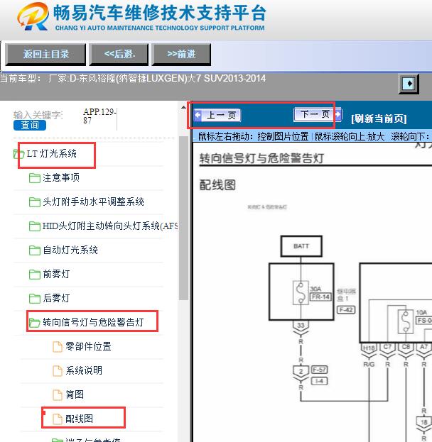 2013-2014年纳智捷大7 SUV 转向灯电路图