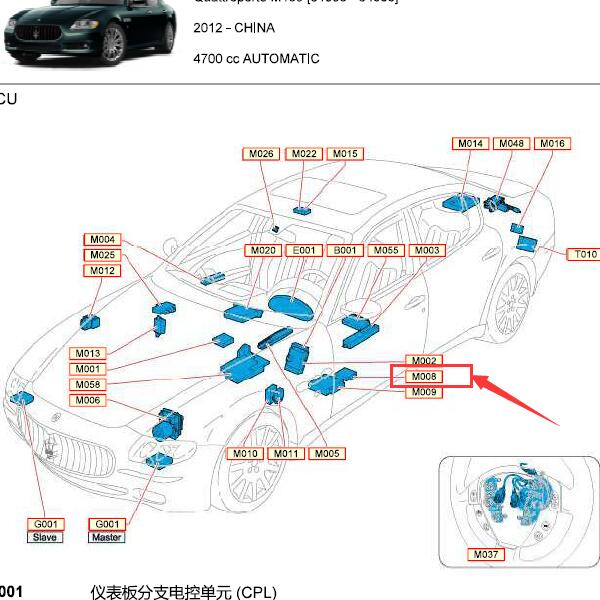 2009-2013年玛莎拉蒂总裁胎压模块位置.