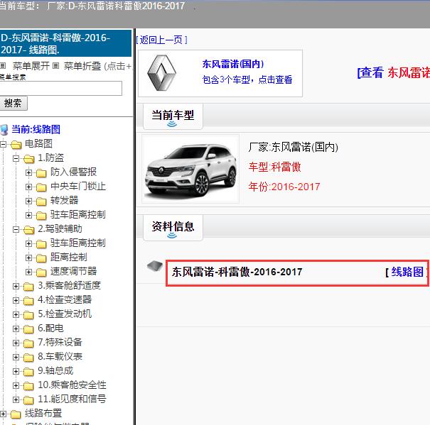 2016-2017年雷诺科雷傲全车电路图