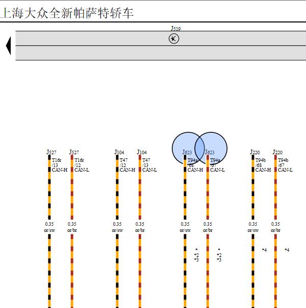 2011年大众帕萨特发动机通讯电路图