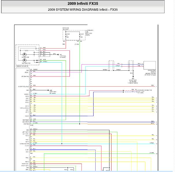 2009年英菲尼迪FX35气囊电路图