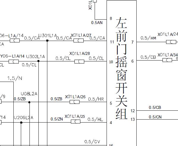 中华尊驰车窗电路图
