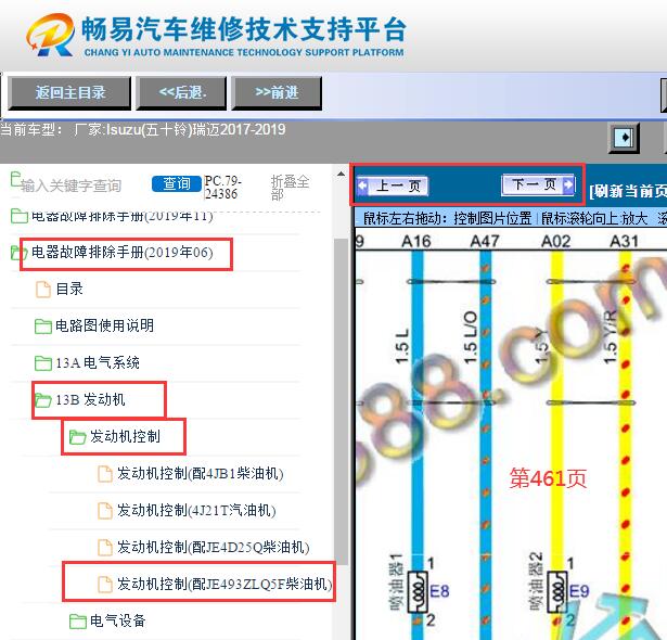 2017-2019年五十铃瑞迈喷油器电路图