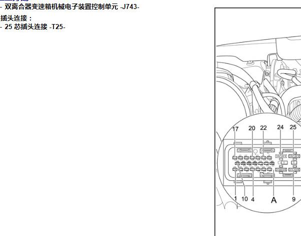 2012年大众迈腾0AM变速箱针脚和电路图