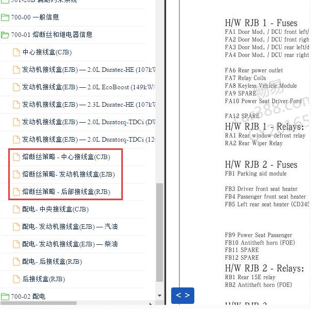 2012年福特蒙迪欧保险丝定义