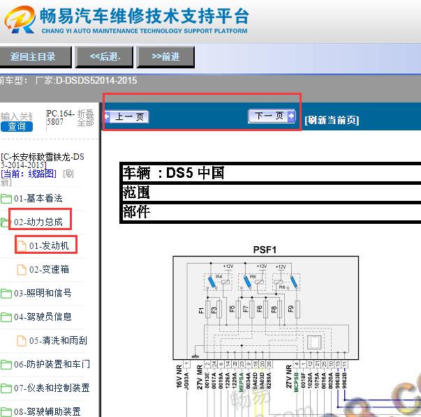 2014-2015年雪铁龙DS5发动机电路图