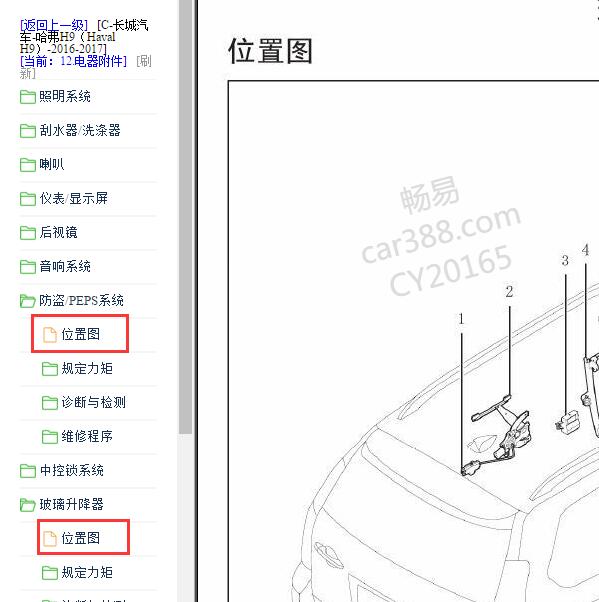 2016年哈佛H9 防盗模块位置