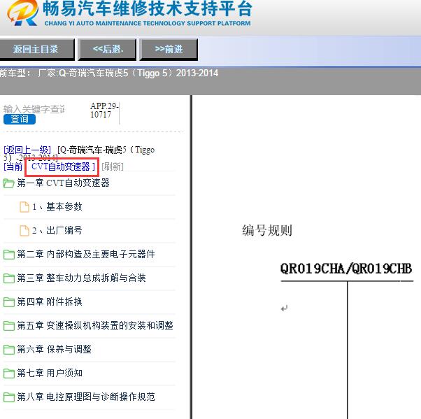 2013-2014年奇瑞瑞虎5 CVT变速箱维修手册