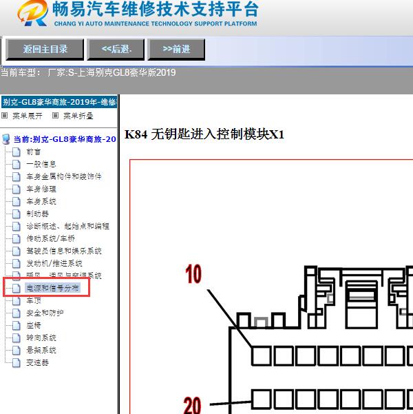 2019年别克GL8无钥匙模块针脚图