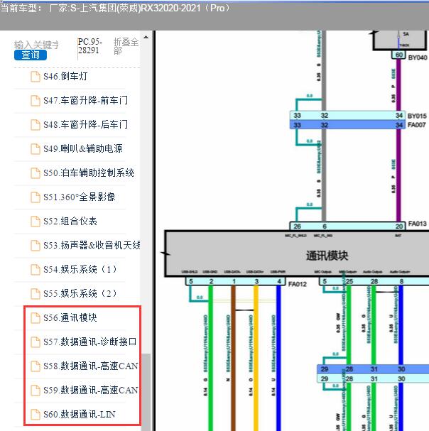 2020-2021年上汽集团(荣威)-RX3（Pro）数据通信电路图