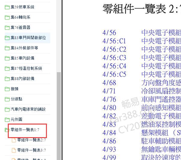 2010年沃尔沃XC60 元件代码说明