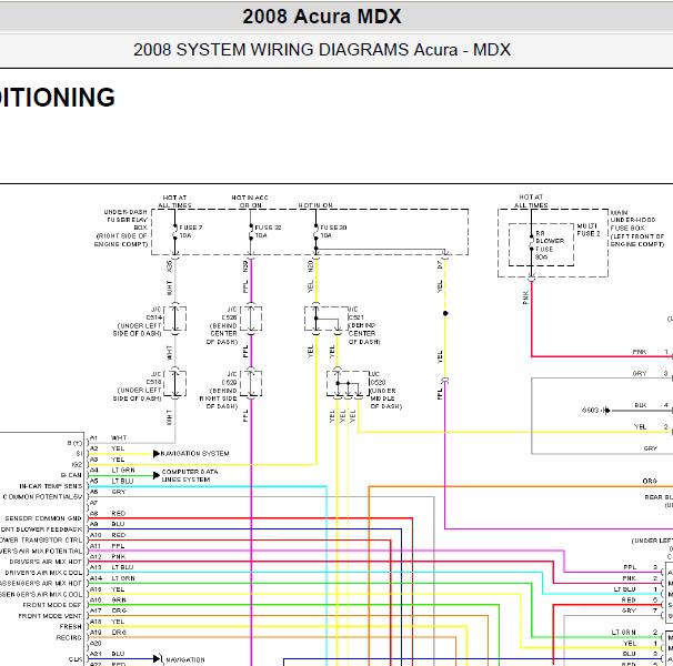 2008年讴歌MDX 空调电路图