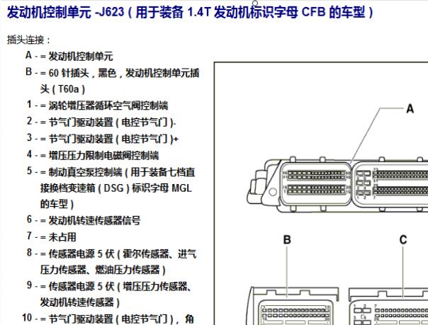 2012年大众高尔夫发动机针脚