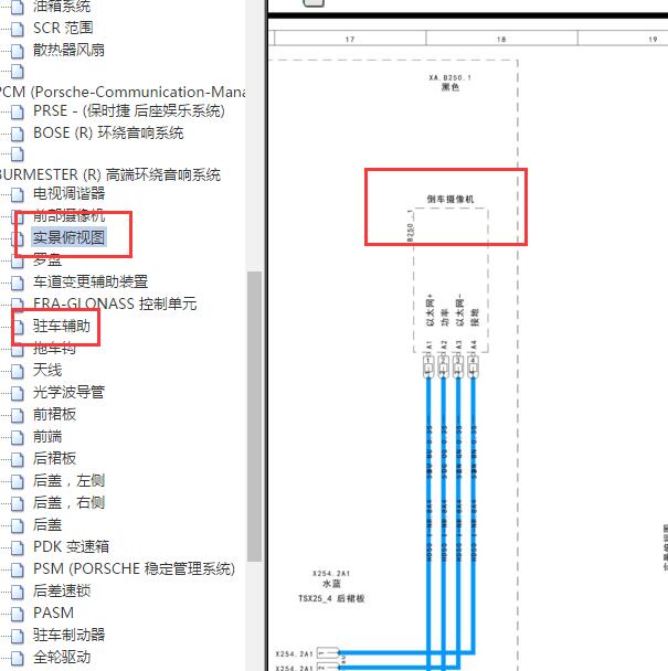 2017年保时捷Macan 倒车摄像机电路图