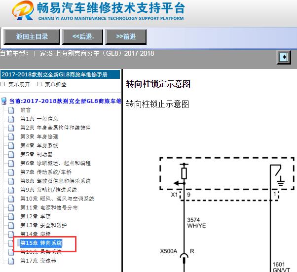 2017-2018年别克GL8转向锁电路图