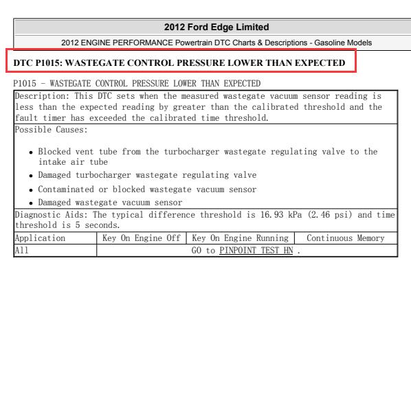 2012年福特锐界P1015故障码解析