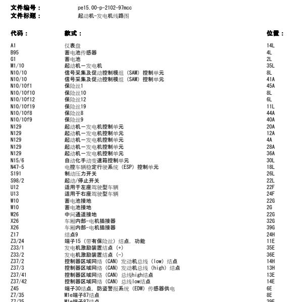 2009年奔驰SMART发电机电路图