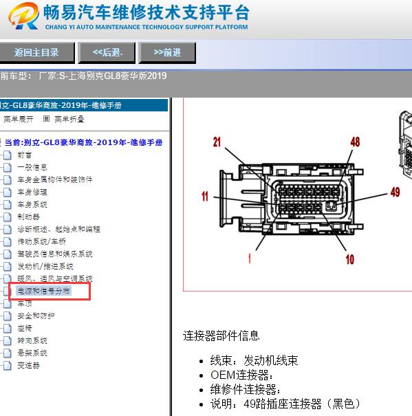2019年别克GL8发动机电脑版端子图