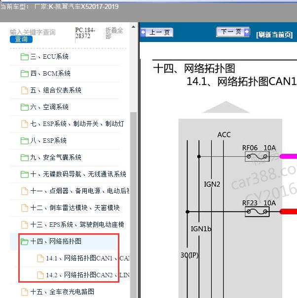 2017-2019年凯翼汽车-X5网络通讯电路图