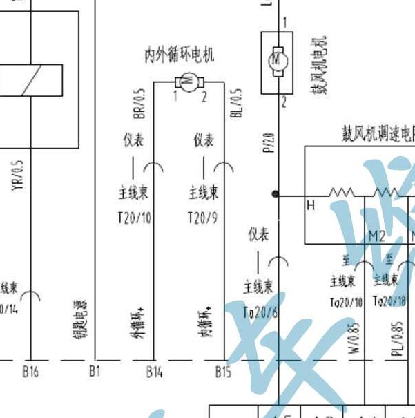 2017-2018年北汽昌河北斗星X5E 内外循环电机电路图.