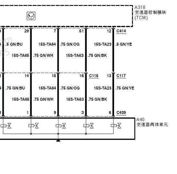 2011年福特福克斯变速箱换挡电磁阀电路图