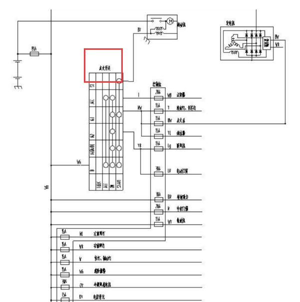 昌河福瑞达点火开关电路图