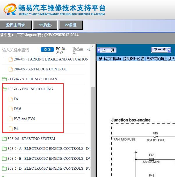 2014年捷豹XF冷却风扇电路图