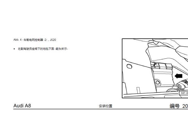 2007年奥迪A8L 车载电网控制单元位置