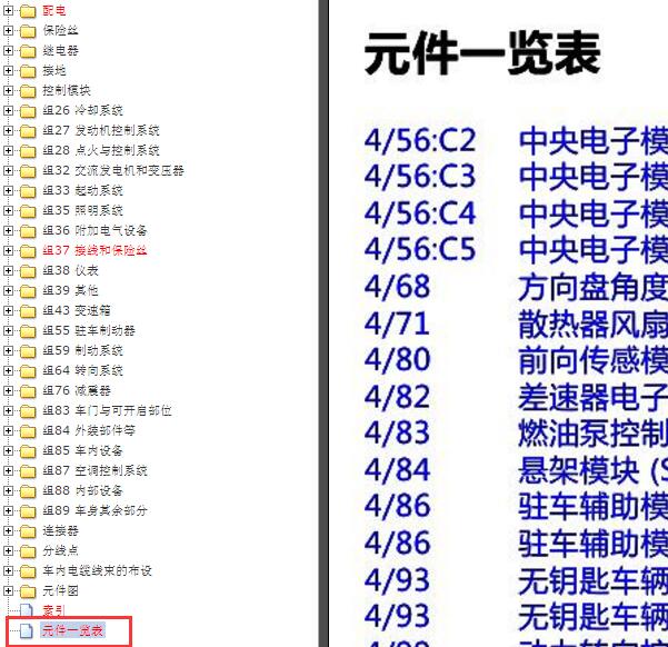 2017年沃尔沃S60 元件代码说明