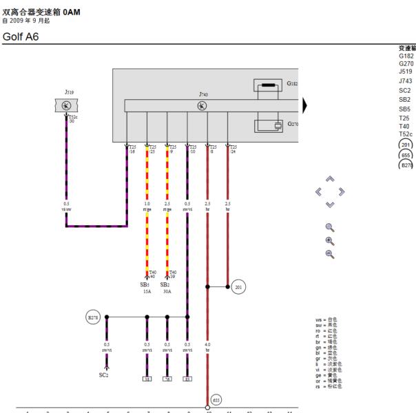 2010年大众高尔夫变速箱电脑电路图
