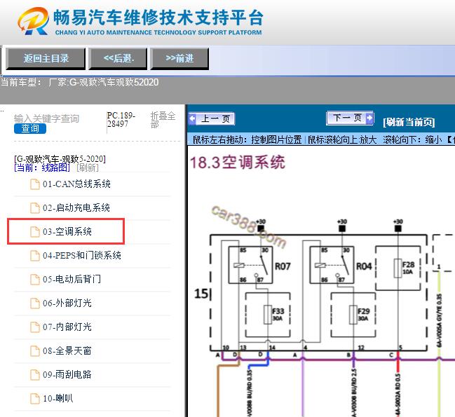 2020年观致5 空调电路图  