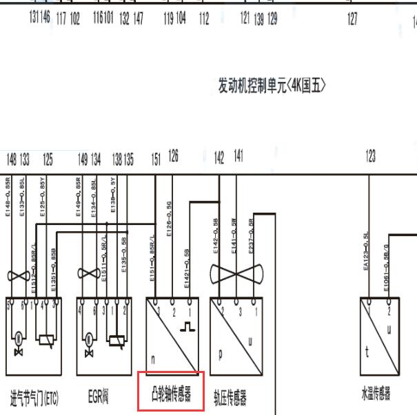 庆铃达伽 4KH1发动机凸轮轴电路图