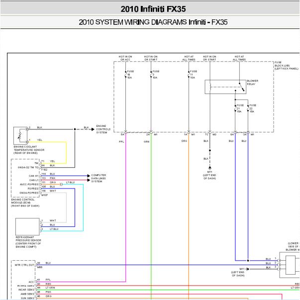 2010年英菲尼迪FX35空调压缩机电路图
