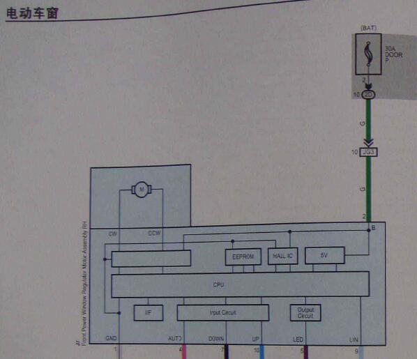 2010年丰田普拉多车窗电路图