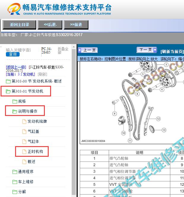 2016-2017年江铃驭胜S330  发动机正时资料