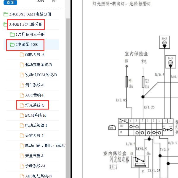 2010年江淮同悦转向灯与危险警报灯电路图