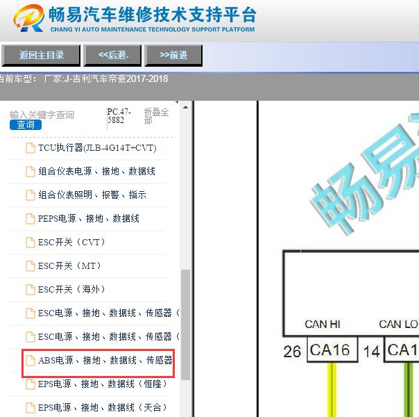 2018年吉利帝豪ABS电路图