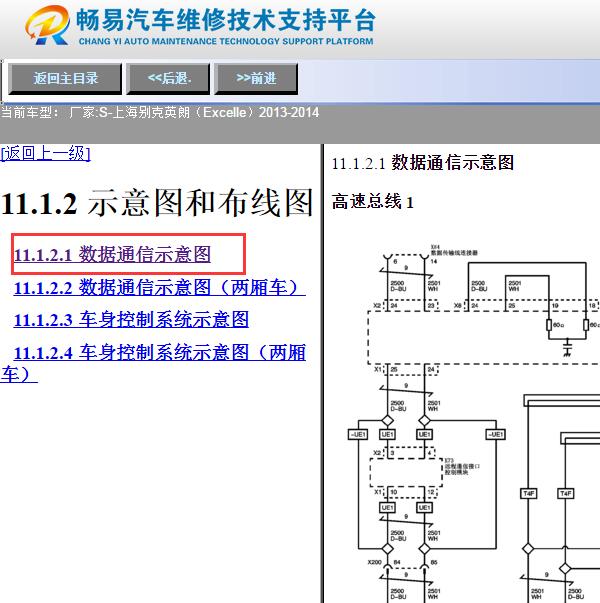 2013-2014年别克英朗网络拓扑图
