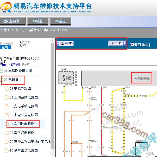 2017-2018年传祺GS3车身电路图