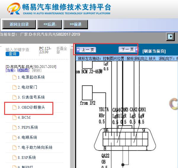 2017-2019年东风风光580网络诊断电路图