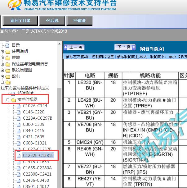 2019年江铃汽车-全顺发动机电脑端子图
