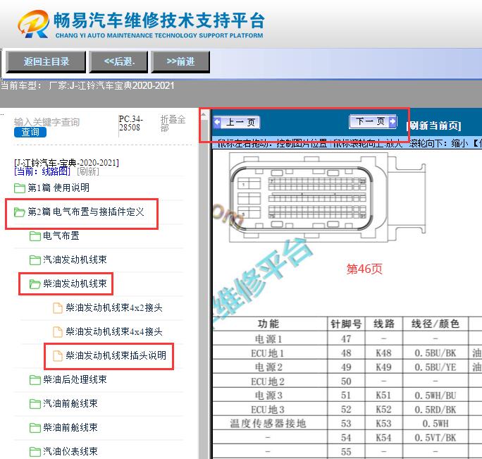2020-2021年江铃宝典  发动机针脚资料