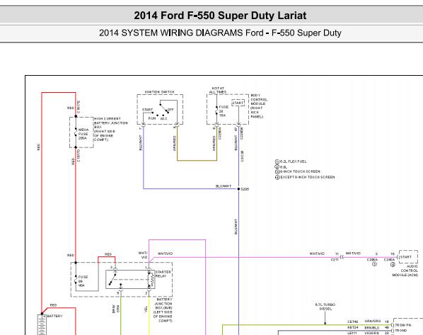 2014年福特F-550起动机和发动机线路图