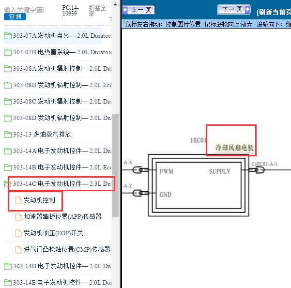 2011年福特蒙迪欧致胜冷却风扇电路图