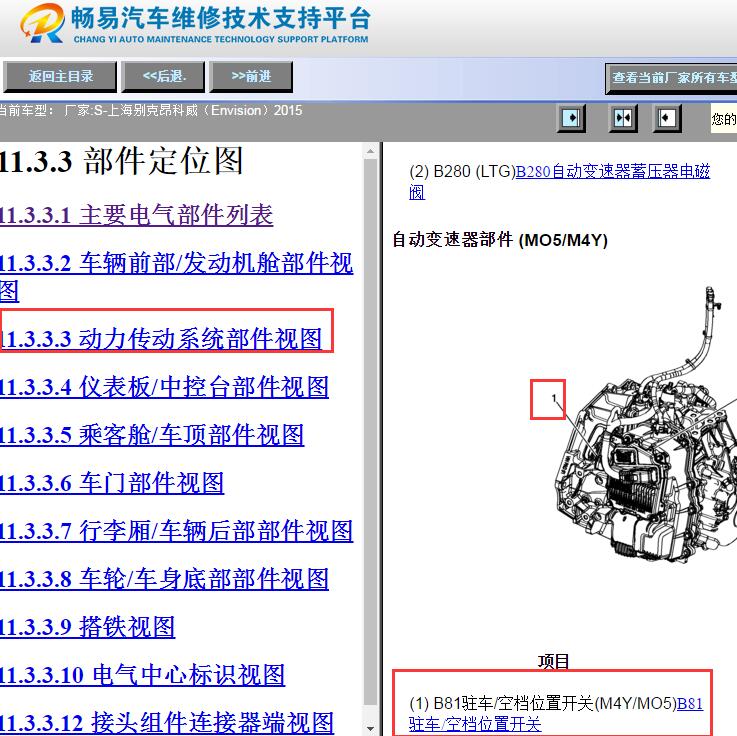 2015年别克昂科威驻车-空调位置开关的位置资料
